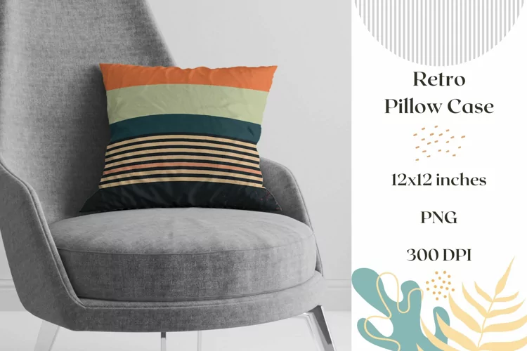 Retro Pillow Case PNG, Multicolor Stripes Pillow Sublimation