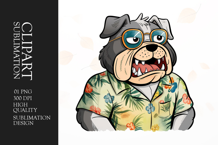 Grumpy angry dog watercolor clipart sublimation example image 1