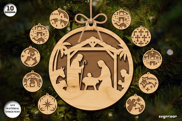 Christmas Nativity Ornament Bundle | Laser Cut | SVG