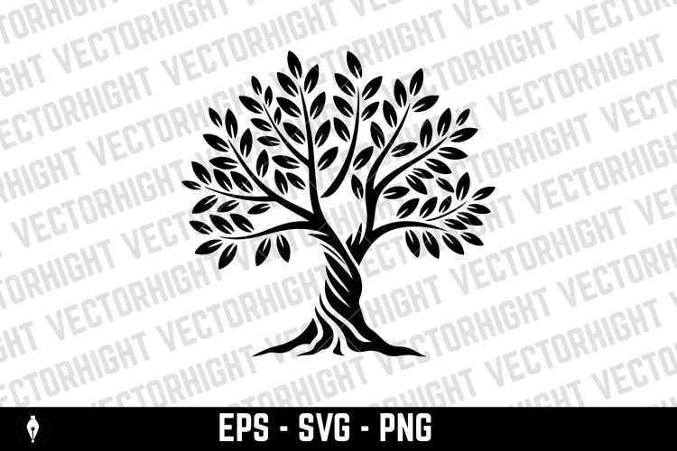 Olive tree silhouette icon. Design element for logo, label,