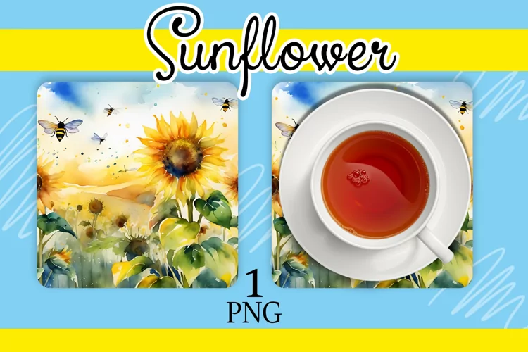 watercolor sunflowers, a stand for hot
