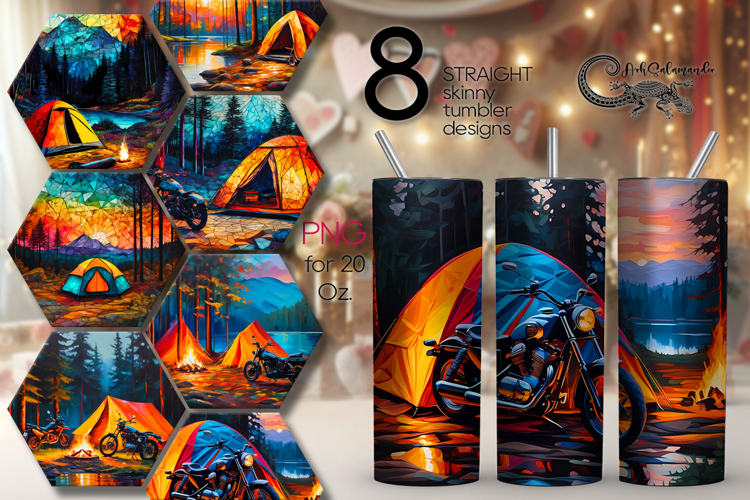 Tent in forest | 8 summer tumbler Sublimation designs