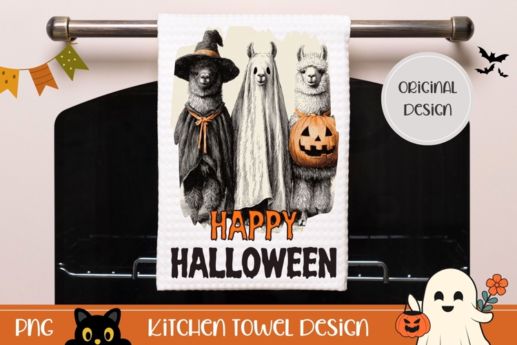 Happy Halloween Towel, Halloween Lama Towel Sublimation