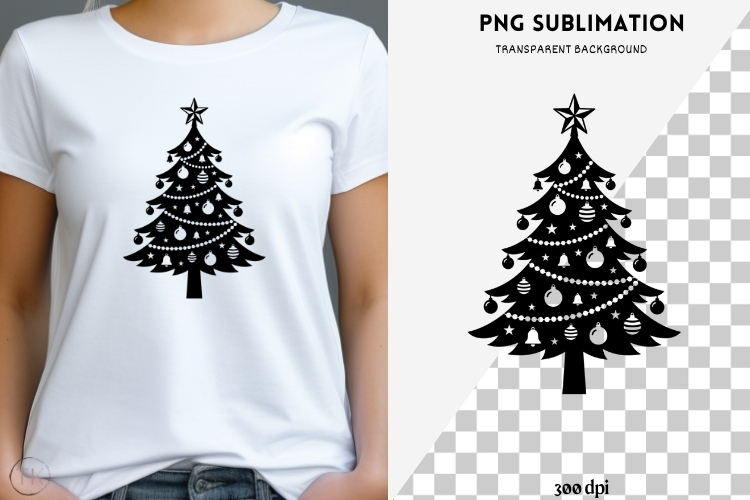 Christmas tree silhouette png design for T-shirts