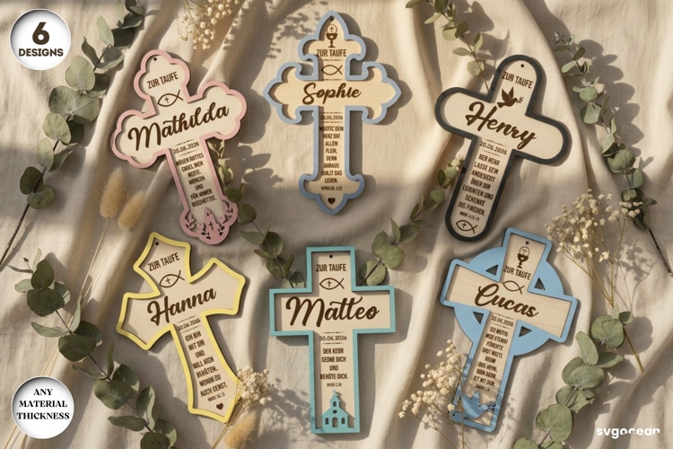 First Communion Crosses SVG Bundle | Custom Name Cross