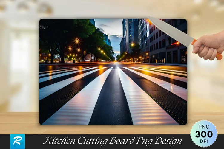 Crosswalk on the Road for Safety Cutting Board Sublimation