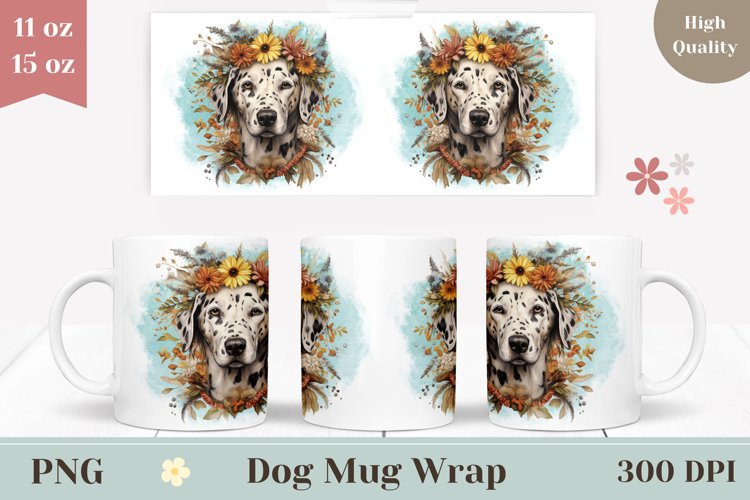 Watercolor Dalmatian Dog Mug Wrap, Sublimation Coffee Cup example image 1