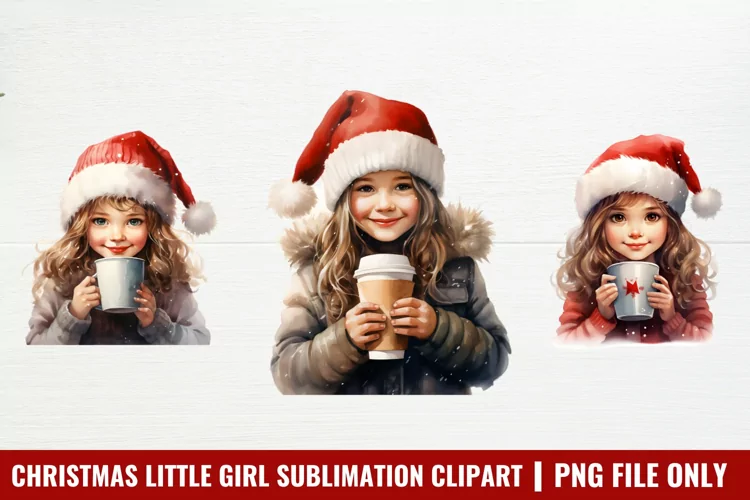 Christmas Little Girl Clipart Sublimation