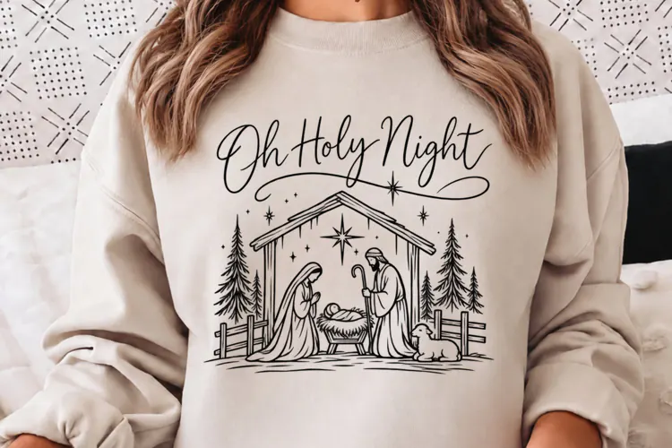 Oh Holy Night Nativity Christmas PNG, Holy Family Manger Chr