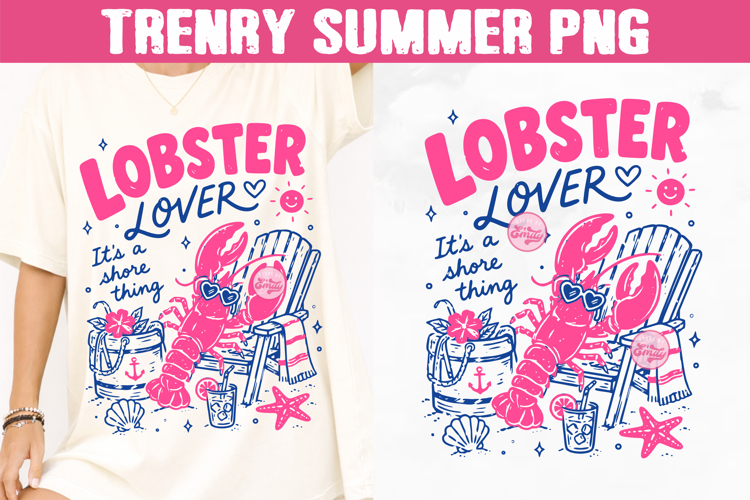 Lobster Lover PNG, Preppy Coastal Summer Sublimation