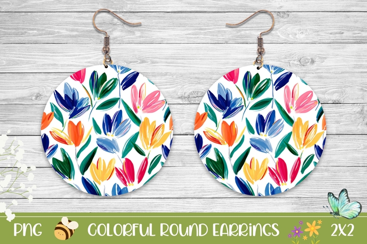 Abstract Tulips Round Earrings Print