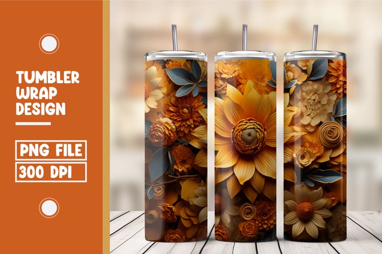 3d flower pattern tumbler wrap sublimation example image 1