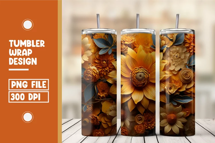 3d flower pattern tumbler wrap sublimation