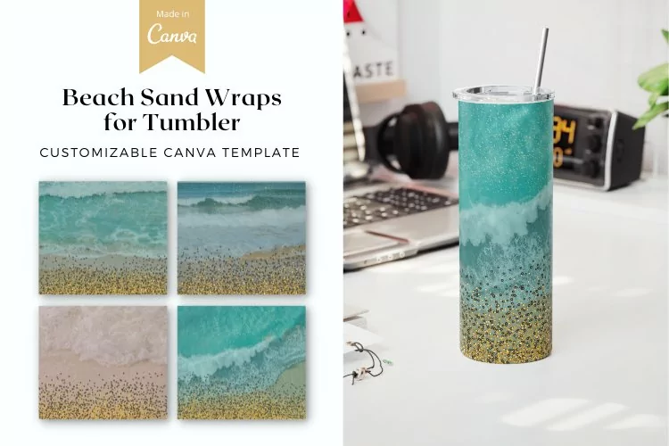 Beach Sand Sublimation Wraps for Tumbler Canva Template