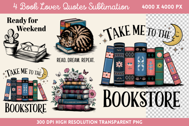 Book Lover Sublimation PNG