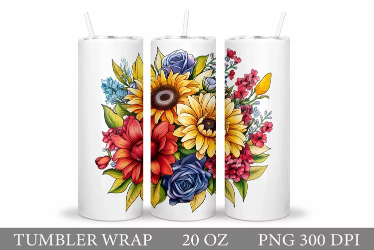 Flowers Tumbler Design. Flowers Tumbler Wrap Sublimation