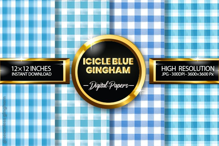 Icicle Blue Gingham Digital Papers 04 Variation example image 1