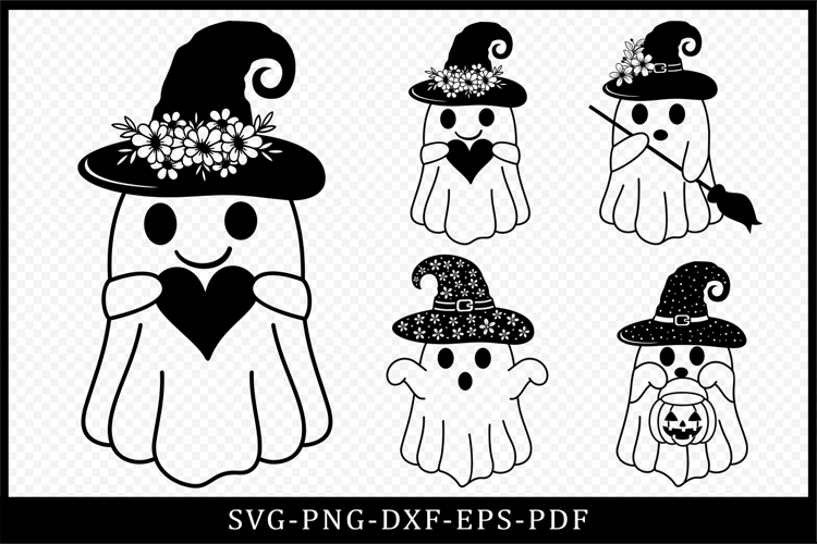 Cute Ghost SVG, Spooky Ghost Halloween SVG, Ghosts clipart