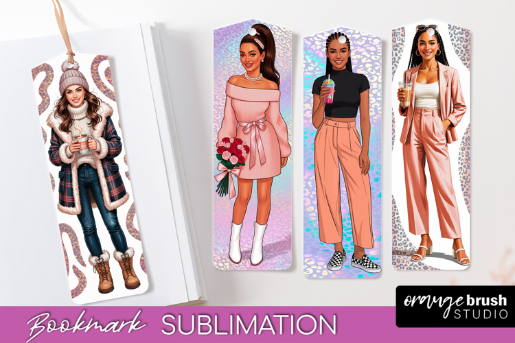 Fashion Girl Printable Bookmark - Seasonal Bookmark PNG