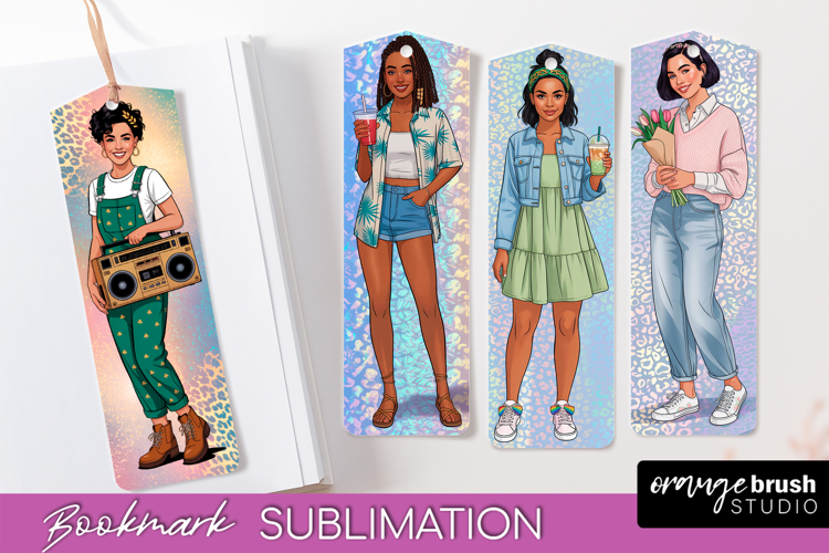 Fashion Girl Printable Bookmark - Seasonal Bookmark PNG