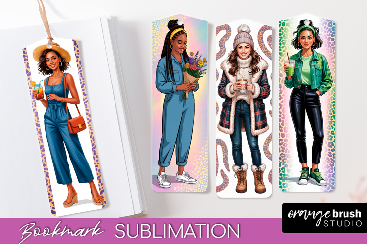 Fashion Girl Printable Bookmark - Seasonal Bookmark PNG