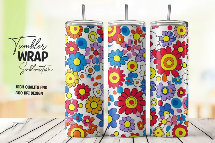 Floral Pattern Tumbler Wrap Sublimation Design