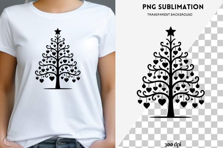 Christmas tree silhouette png design for T-shirts