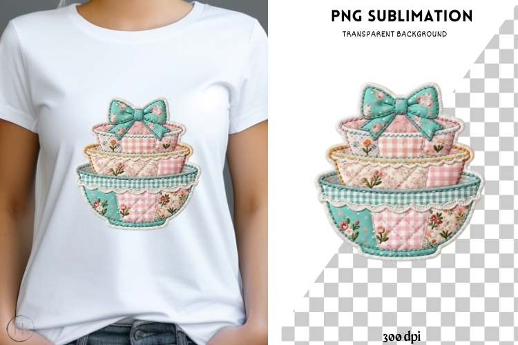 Patchwork pyrex png design for T-shirts
