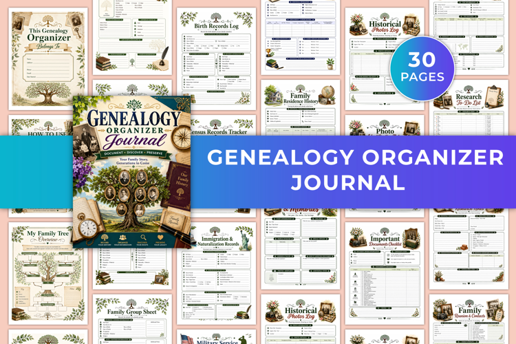 Genealogy Organizer Journal | Family History, Ancestry