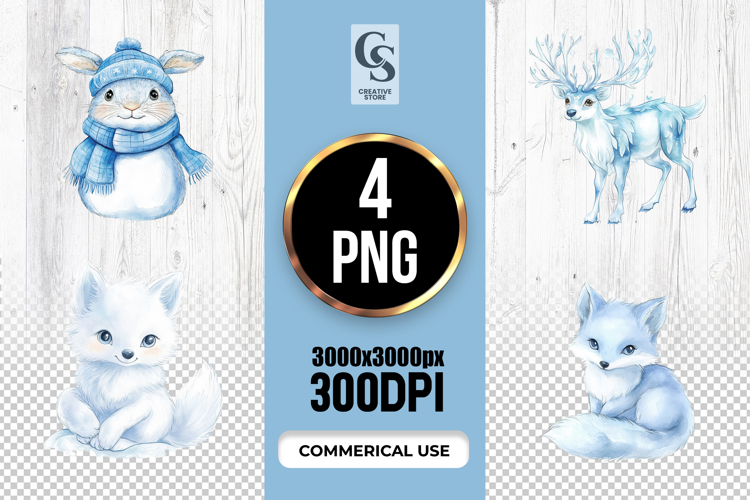 Cute Winter Woodland Animals Clipart Sublimation PNG