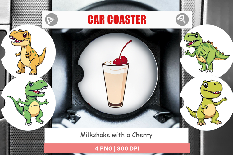 Car Coaster Milkshake with Cherry