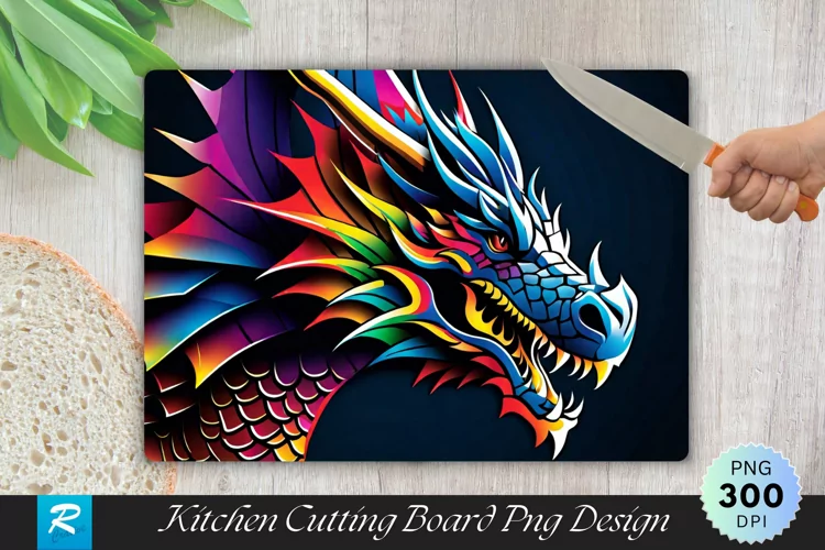 Dragon Cutting Board Sublimation Design