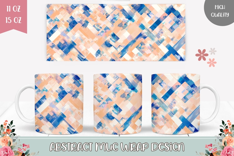 Abstract Mug Template, Spring Mug, Blue Mug Wrap