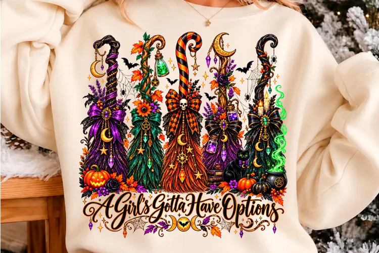 Witch Brooms Halloween PNG Halloween T-shirt design Png