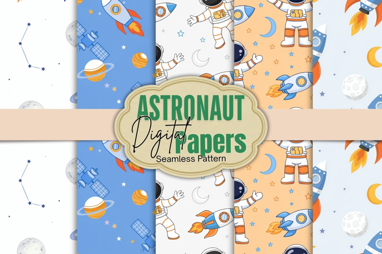 Astronaut Outer Space Digital Paper