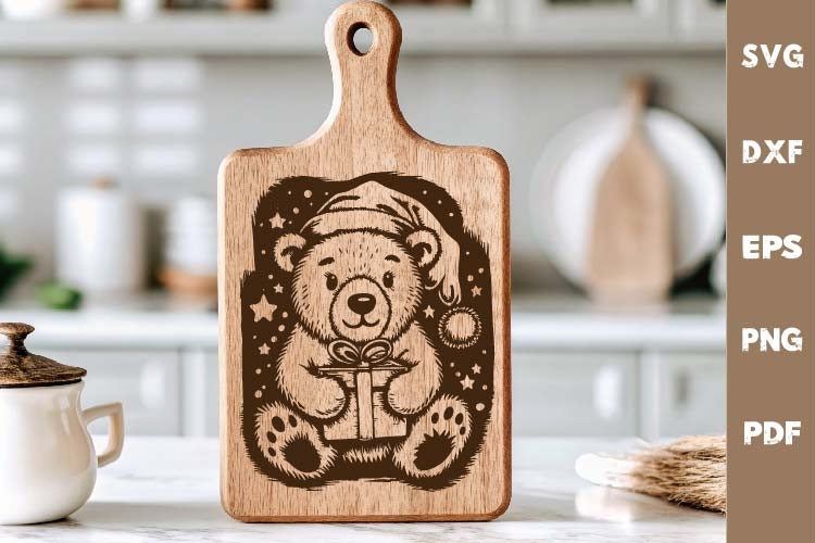Bear laser SVG PNG| Christmas Cutting Board Design