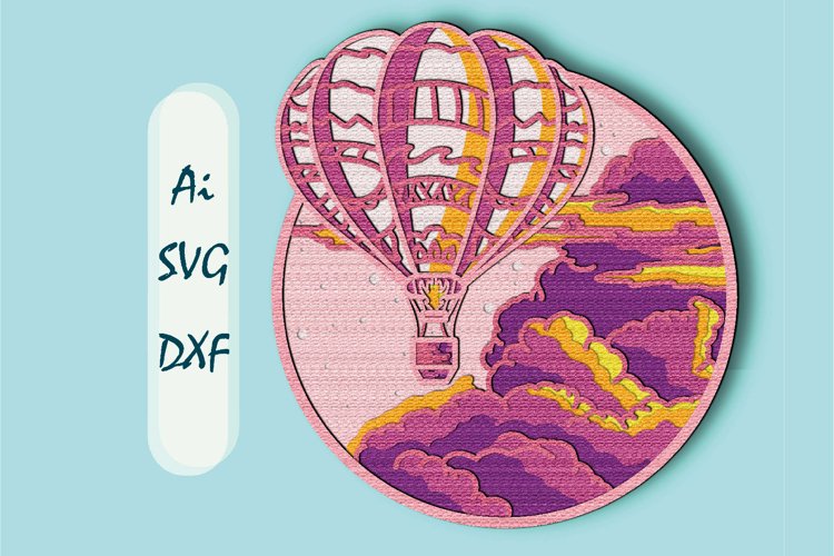 Air Balloon 3D Multilayer SVG/ Air Balloon 3D mandala example image 1