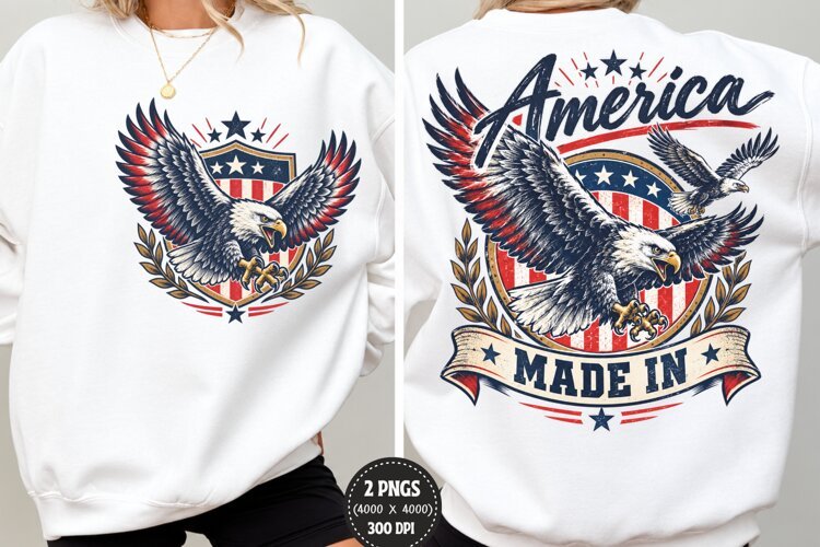 American Eagle Front Back PNG, Patriotic Eagle Chest Back De example image 1