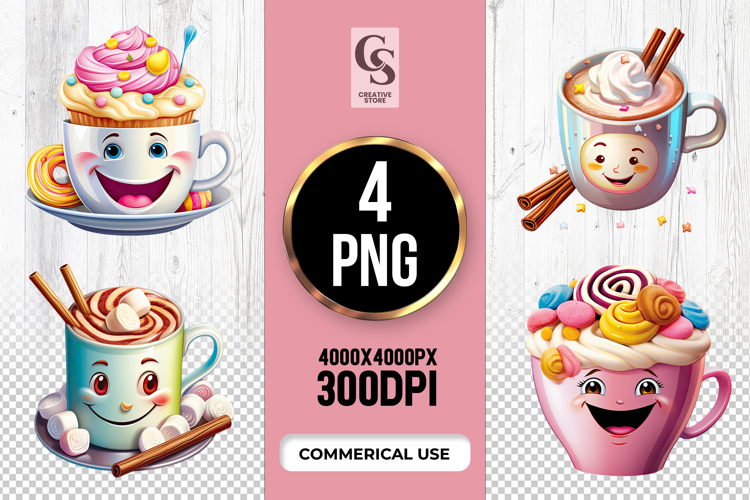 Cute Hot Chocolate Mug Dessert Clipart Sublimation Png