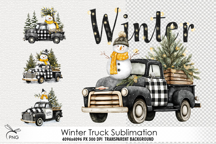 Christmas Truck Sublimation - 4 Variations
