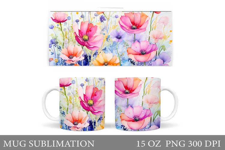 Flowers Mug Wrap Design. Wildflowers Mug (3408819)