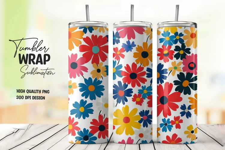 Floral Pattern Tumbler Wrap Sublimation Design