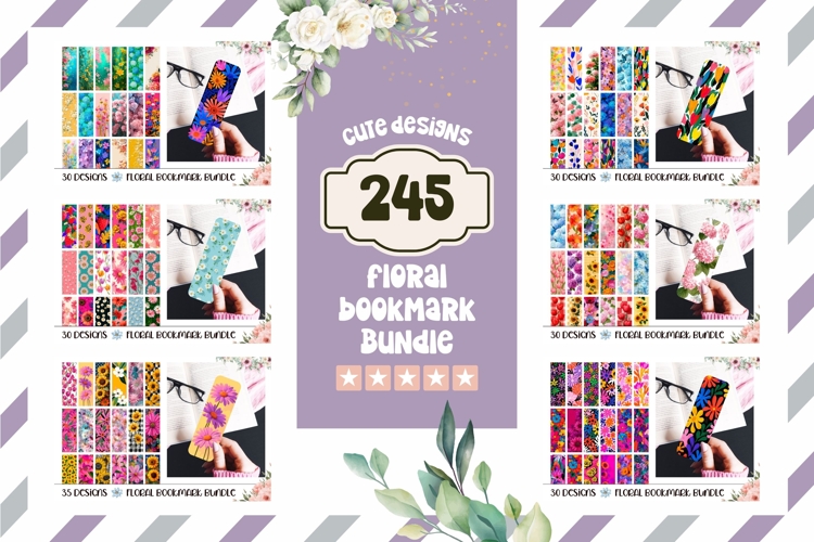 Cartoon Flowers Bookmark Huge Bundle, Floral Bookmarks