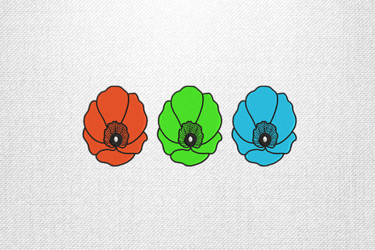 Triple Color Bloom Embroidery Design
