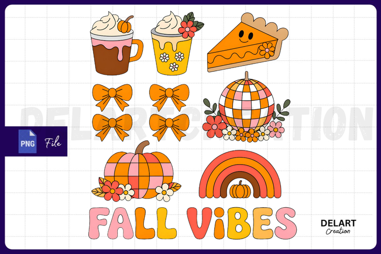 Fall Vibes PNG, Retro Fall Vibes PNG Design