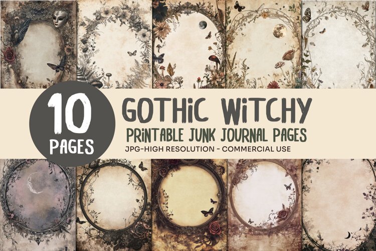 Mystical Gothic Junk Journal Pages example image 1