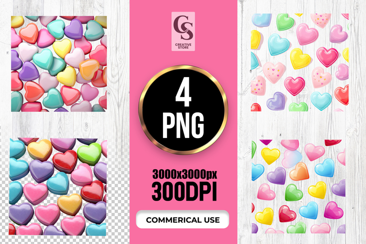 Colorful Candy Heart Pattern Illustration Clipart PNG