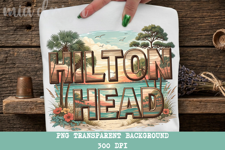 Hilton Head PNG, Vintage South Carolina Beach Sublimation