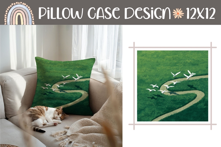 Summer Pillow Case, Nature Pillow Design, Birds PNG