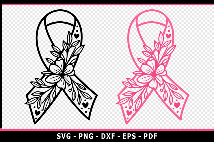 Flower Breast Cancer Ribbon SVG, Cancer awareness SVG